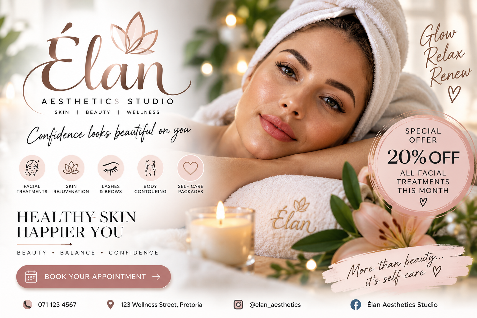 Élan Aesthetics Studio beauty and wellness promotional portfolio concept